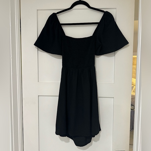 NWOT Princess Polly Black “Summer Nights” Short Sleeve Linen Mini Dress - Picture 2 of 6